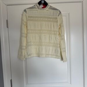 Evereve Cream Textured Lace Top.. Endless Rose